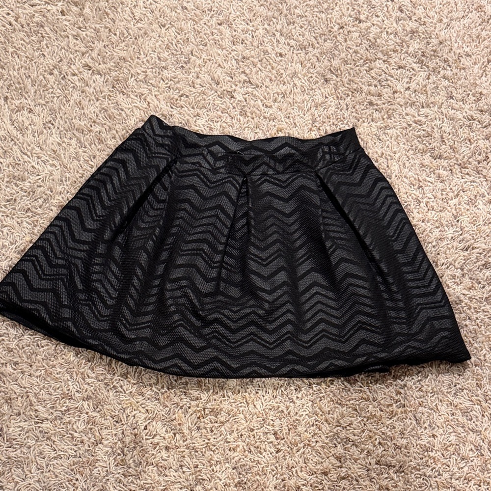 Joe B Black Skater Skirt with Zigzag Design
